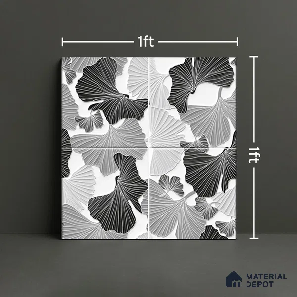 Floral Wall Tile TL 07244 Florina 1001 1 ft x 1 ft Ceramic Glossy Finish - 9 mm  | 2 mm Spacer is Mandatory | Please Expect a Slight Variation of Pattern (Sample)